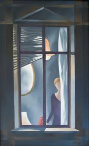 Helmut Verch Figurative Painting Frau Am Fenster Woman At The Window 1988 Contemporary Figure Painting Painting Interior Paintings
