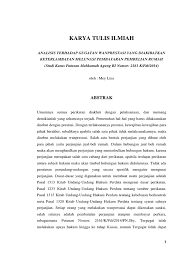 Contoh skripsi hukum perdata normatif. Karya Tulis Ilmiah Hukum Acara Perdata