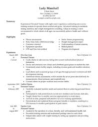 best personal trainer resume example