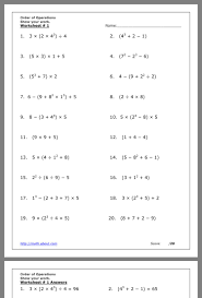 Order Of Operations Worksheet Act Math Order Of Operations Elementary Math Lessons