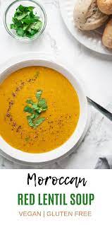 Moroccan Red Lentil Soup Recipe Red Lentil Soup Lentil Soup Recipes Vegan Lentil Soup