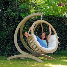 Globo Garden Hanging Chair Stand In Natura Cream Amazonas Cuckooland Nest egg hanging swing chair.