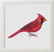Free Cross Stitch Pattern Cardinal Bird Birds Set Cross Stitch Pattern Pdf Modern Geometric Red Etsy Stitch Patterns Cross Stitch Bird Cross Stitch Animals