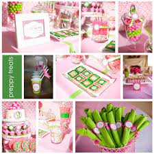 Pink And Green Possible Baby Shower Theme Preppy Party Kids Party Kids Birthday Party