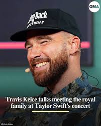 Travis Kelce is opening up about meeting members of the royal family at  girlfriend Taylor Swift's recent Eras Tour show in London. 🎶 More