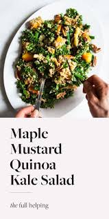 Maple Mustard Quinoa Kale Salad In 2020 Pecan Salad Kale Quinoa Salad Clean Eating Vegan