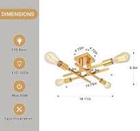 ZJVAIVE 18.11 in. 4-Light Modern Golden Semi- Flush Mount ...