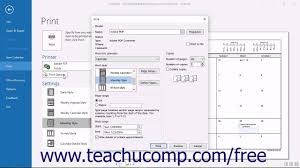 Outlook 2016 Tutorial Printing The Calendar Microsoft Training Lesson Youtube