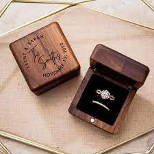 Square Double Ring Box Custom Engraved Wood Ring Bearer Box Etsy In 2022 Wedding Ring Bearer Boxes Wood Ring Box Double Ring Box
