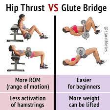 Hip Thrust Vs Glute Bridge The Primary Benefit Of The To The Hip Thrust Compared To The Glute Bridge Is The Extended Range Workout Glute Bridge Glutes Workout