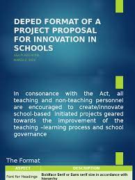 Apr 03, 2018 · the early registration day generally aims to achieve the millennium development goal (mdg) on universalization of primary (basic) education and the objectives of the education for all (efa). Deped Format Of A Project Proposal For Innovation Paragraph Risk
