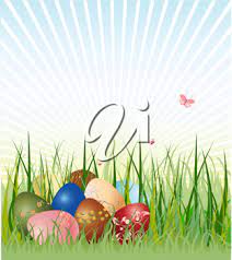 Iclipart Vector Clip Art Illustration Of Easter Eggs On A Beautiful Green Grass Background Easter Eggs Easter Images Easter