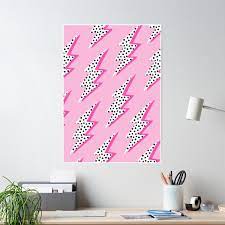 Pink Lightning Bolt Poster By Chimainemary Dorm Canvas Art Dorm Paintings Pink Painting