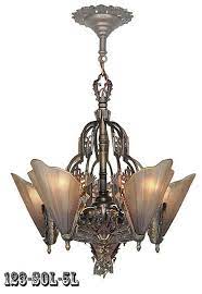Art Deco Chandeliers Slip Shade 5 Light Soleure Series By Mid West Mfg 123 Sol 5l Art Deco Chandelier Art Deco Lighting Art Nouveau Lighting
