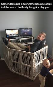 Gaming Dad Taking Care Of The Baby Crazy Cats More Cute Funny Pictures With Captions Funny Pictures Humor