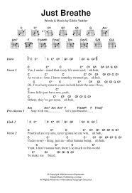 Pearl Jam Just Breathe Digital Sheet Music By Pearl Jam Pearl Jam Lyrics Easy Guitar Songs Sheet Music Notes