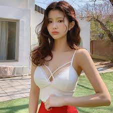 chuu 綁帶花邊淨色內衣 韓國女裝 model model photos asian model