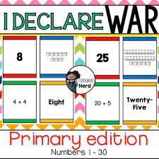 In his book card games for dummies barry rigal describes a version in which the number of cards dealt face down in a war is determined by the rank of the cards that caused the war: I Declare War Primary Place Value Card Game For Numbers 1 30