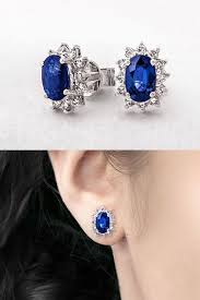 Oval 1 30ct Sapphire Diamond Cluster Stud Earrings Breretons Breretonjewellers Dublinjewellers Birthday Silver Earrings Studs Red Earrings Stud Earrings