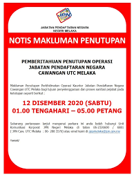 Walau dah singkat sikit waktu operasi, masih sempat pegi utc selepas waktu pejabat mahupun hujung minggu. Makluman Operasi Jabatan Pendaftaran Negara Malaysia Facebook