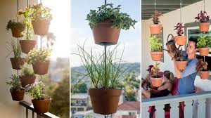 Pots and hanging planters on white edged rubble steps: Vertical Garden Ideas Hanging Clay Pots For Your Plants The Horticult
