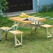 This is the fifth different type of folding picnic table i have made. Hersheys Portable Folding Camping Picnic Table 4 Bench Seat Foldable Outdoor For Sale Online Ebay