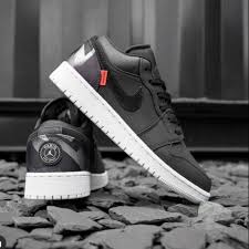 An all black upper in what looks to be nubuck features a black lateral and medial swoosh with a red tag that reads paname at the heel. Purchase Air Jordan 1 Low X Psg Up To 63 Off
