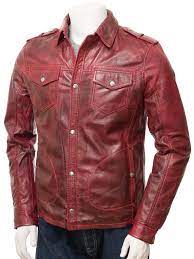 Men S Red Leather Shirt Jacket Denbury Leather Bomber Jacket Leather Jacket Leather Shirt Leather Coat Jacket