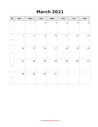 Also, users can have colorful sizes and colors of the calendars as well. Download March 2021 Blank Calendar Vertical