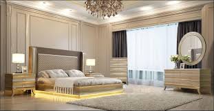Stunning bed in a room with a lovely purple accent wall! Glam Belle Silver Gold King Bedroom Set 6pcs Contemporary Homey Design Hd 925 Hd Ek925 Set 6