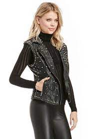Dailylook Muubaa Limited Kate Sleeveless Studded Leather Biker Vest In Black Leather Biker Vest Fashion Biker Vest