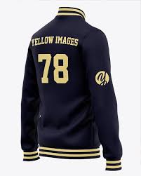 Men S Varsity Jacket Mockup Back Half Side View In Apparel Mockups On Yellow Images Object Mockups In 2020 Clothing Mockup Varsity Jacket Baseball Bomber Jacket