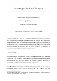 The goal of your research paper is to provide an answer to your research question. Pdf Learning In Political Analysis