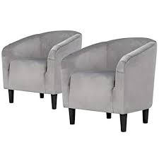One of the most important things to look for when choosing occasional armchairs for your book nook is the arms. Yaheetech Velvet Barrel Chair Arm Chair Upholstered Club Chair Set Of 2 Grey Buy Online In Andorra At Andorra Desertcart Com Productid 172279473