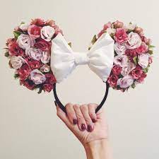 Disney minnie mouse pink baby blanket ears flowers nursery girl. Homemade Floral Minnie Ears Used A Tutorial I Found On Youtube Diy Mickey Ears Disney Mickey Ears Disneyland Ears