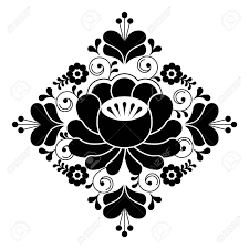 Black floral pattern vector clipart by olgadrozdova 1/123. Russian Folk Design Floral Pattern Black And White Square Royalty Free Cliparts Vectors And Stock Illustration Image 83782716