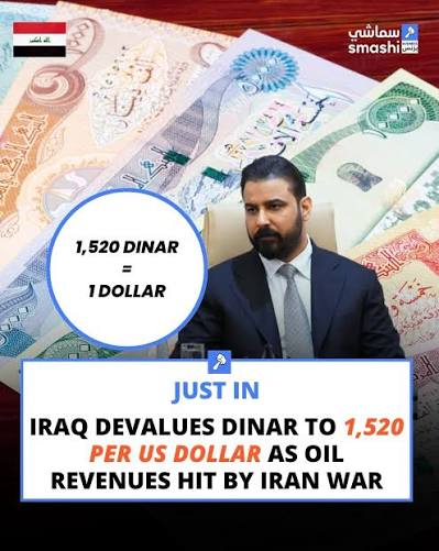 Iraq has devalued its currency, setting the dinar at 1,520 per US dollar,  around 14.5% weaker than its previous official rate. The move comes as Iraq  faces major disruption to its oil
