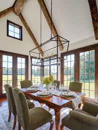 My builder suggested 4 x 6 (we're. Dining Room With Vaulted Ceiling And Hand Hewn Beams Farmhouse Dining Room Chicago By Orren Pickell Building Group Houzz