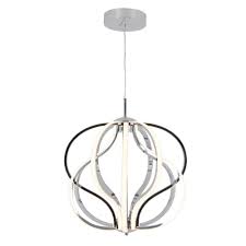 The pendant light features a chrome finish and luminous infinity loops that catch the eye. Artika Meridian 30 Watt Integrated Led Chrome Pendant Pdt Md Hd The Home Depot