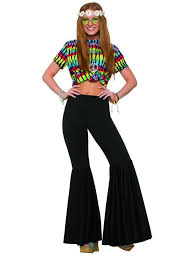 Black 70 S Fashion Costumes Sponsored Ebay Women S Black 70 S Bell Bottoms Hippie Costume Hippie Outfits 70s Costume