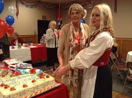 Vanilla cake with a pineapple, brown sugar, butter, pecan, and maraschino cherry. Brooklyn Lodge S 90th Birthday The Norwegian American