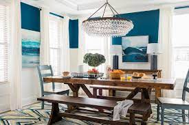 The long, rectangular dining table feels fresh and feminine with a classic wood top hgtv smart home 2021 feels bright and spacious with an open concept floor plan that connects to the rest of the living area and a neutral color palette. Dining Room Color Ideas Best Dining Room Paint Colors Hgtv