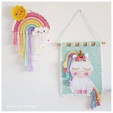 Home decor crochet wall hanging. Unicorn Wall Hanging Pdf Pattern Crochet Pattern Deco Room Wall Kids Deco Crochet Nursery Decor Crochet Wall Art Crochet Wall Hangings