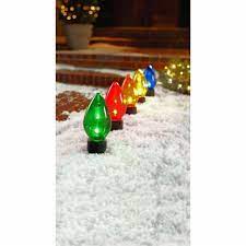 New 5 Giant Jumbo Multicolor Christmas C7 Bulbs Lights Pathway Yard Lawn Stake Multi Colored Christmas Lights C7 Christmas Lights Outdoor Christmas Decorations