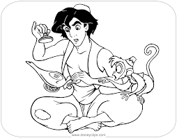 Aladdin, jasmine, jafar, rajah, abu, prince ali, the genie, sultan and more and more aladdin coloring pages. Aladdin Coloring Pages Disneyclips Com