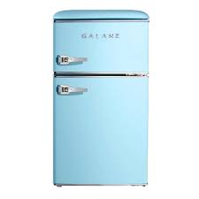 Galanz 3 1 Cu Ft Retro Mini Fridge With Dual Door True Freezer In Blue Glr31tbeer The Home Depot Mini Fridge Retro Fridge Mini Fridge With Freezer