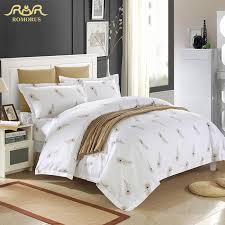 Crisp white or ivory linens are framed in tailored, double rows of satin stitching. Luxury White Hotel Duvet Cover Set Quality King Queen Size Bed Linen Cover 100 Cotton Bedding Set With Feathers Bed In A Bag Buy At The Price Of 92 49 In Aliexpress Com