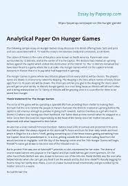 Analytical Paper On Hunger Games Essay Example