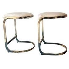 These Are A Fabulous Pair Of Brass Gold Tone Flat Bar Cantilever Counter Stools Made By Cal Style Furniture Mfg C Low Stool Stool Mid Century Modern Design