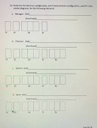 Solved 23 Write The Full Electron Configuration Short H Chegg Com